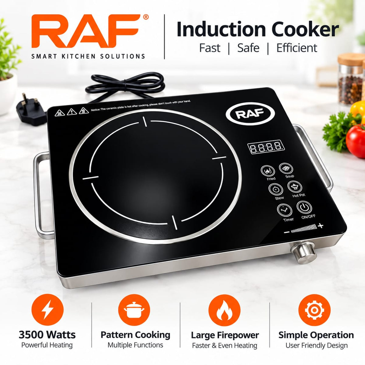 RAF Original Electric Stove – 100W to 3500W Adjustable Power